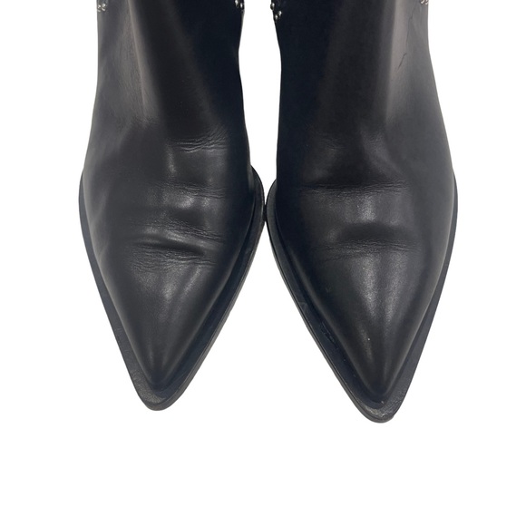 Givenchy Black Leather Studded Accents Chelsea Boots Size 37 Pointed Toe Silver - Picture 4 of 11